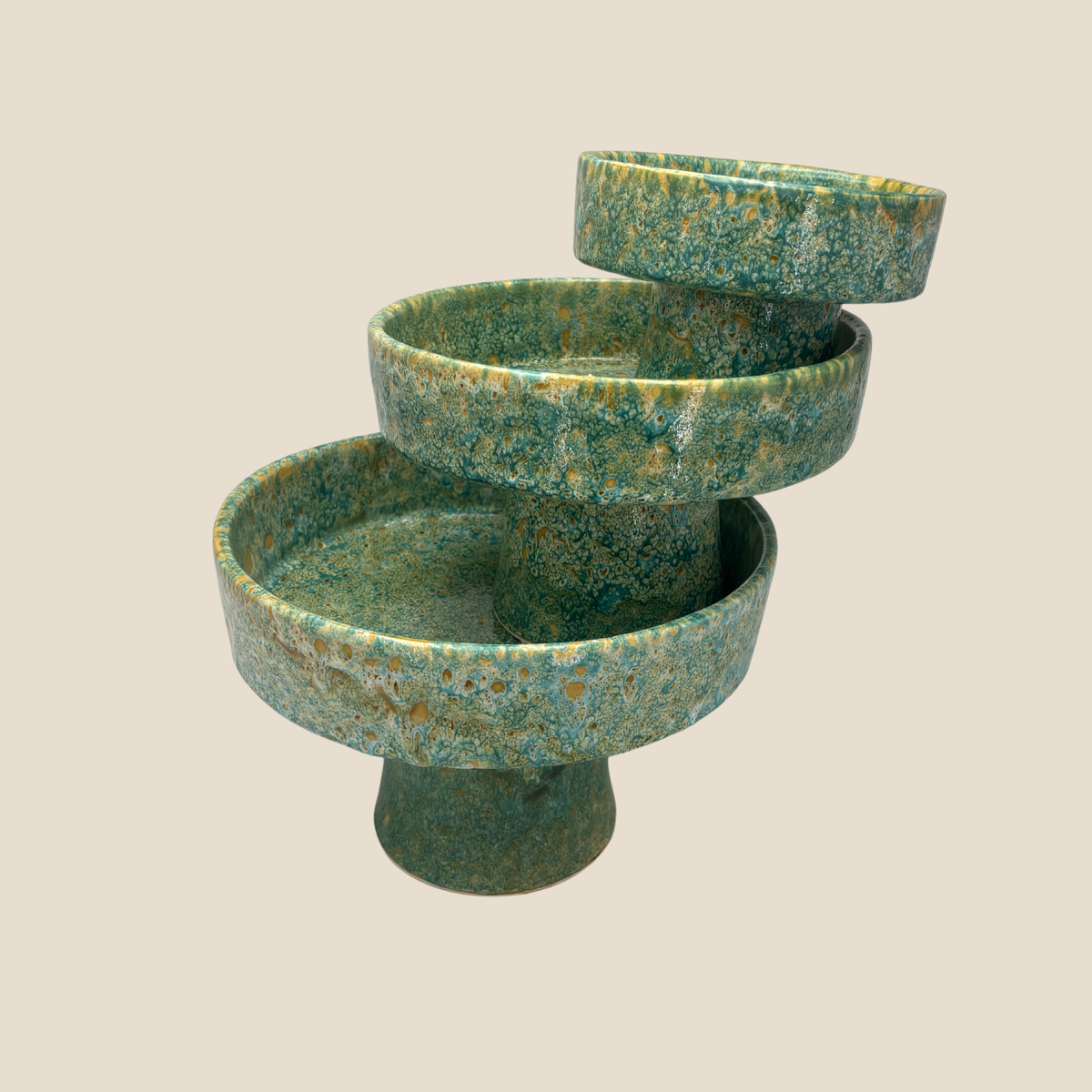 Moroccan Ceramic Pedestal Bowl Set of 3