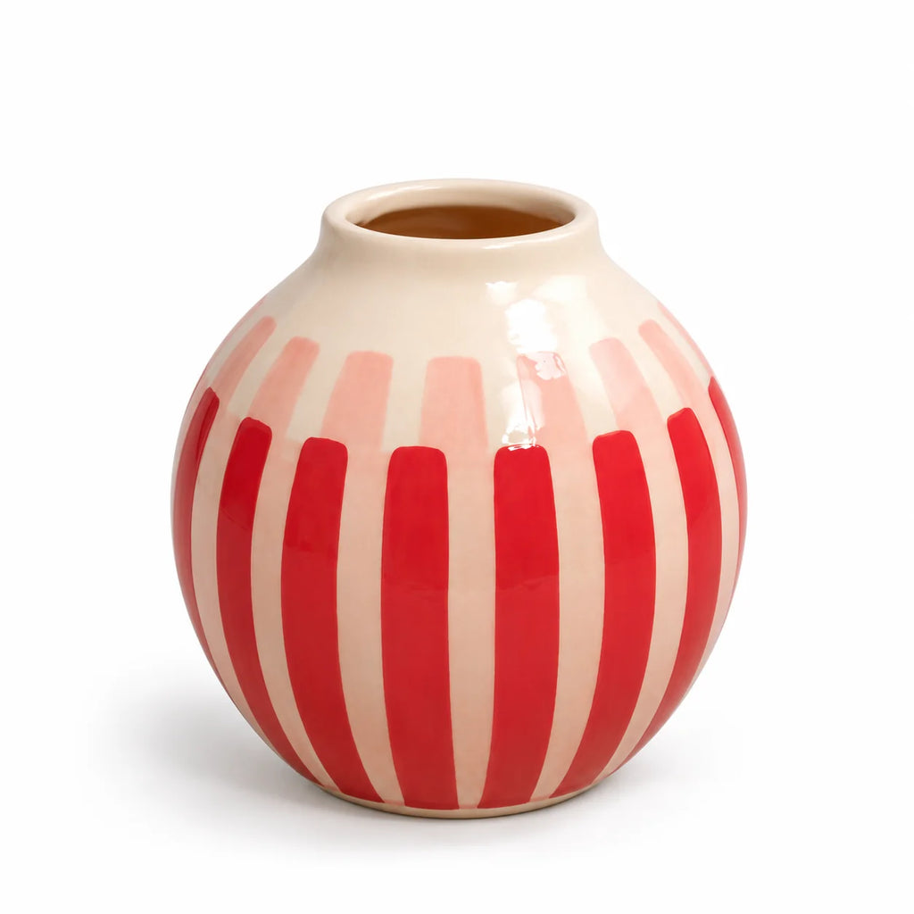 Artistic Rounded Red Ceramic Vase