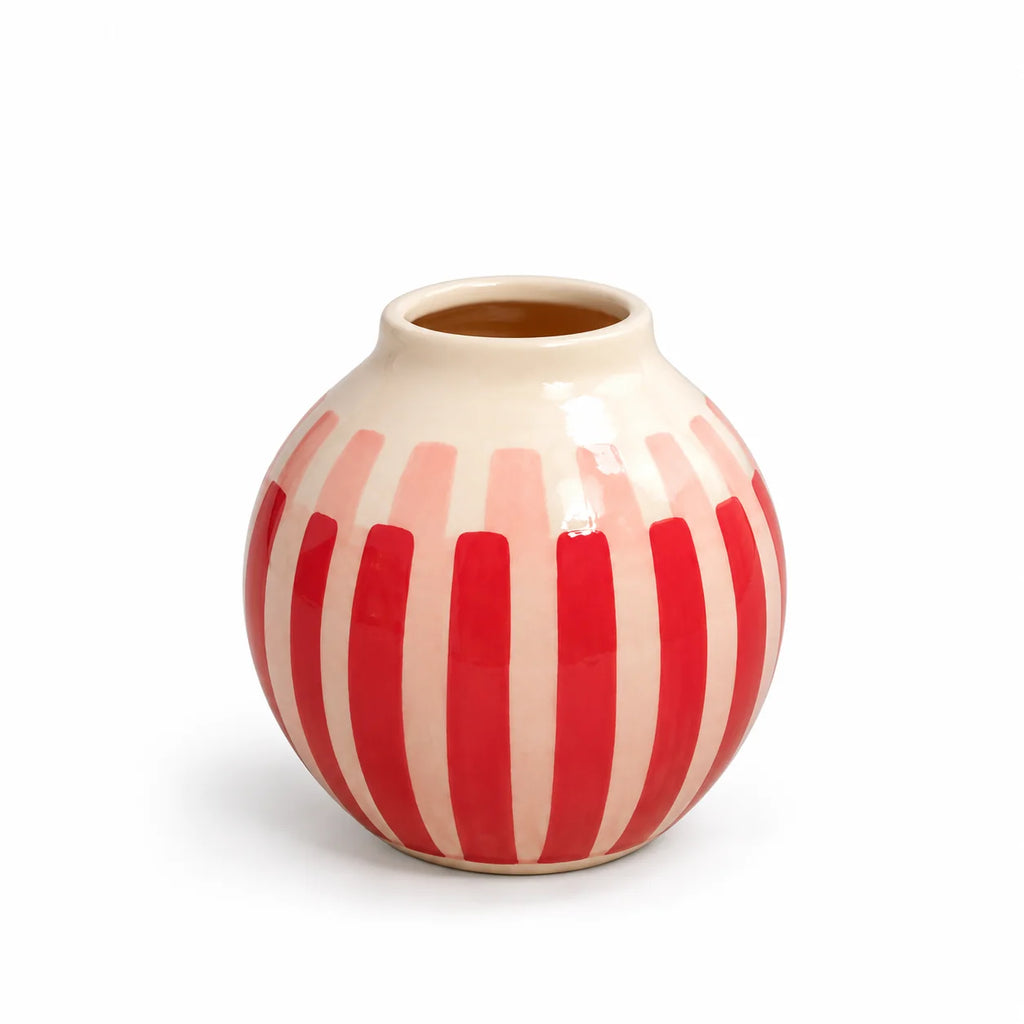 Artistic Rounded Red Ceramic Vase