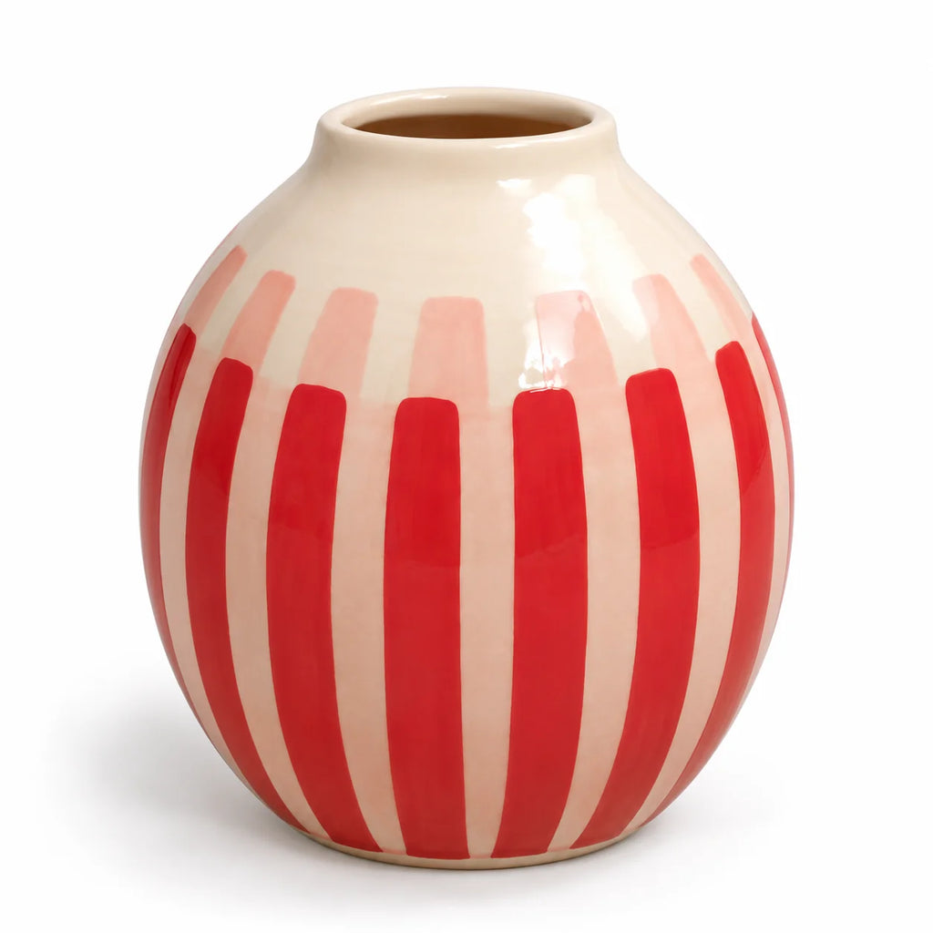 Artistic Rounded Red Ceramic Vase