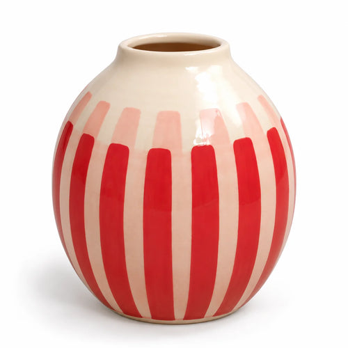 Artistic Rounded Red Ceramic Vase