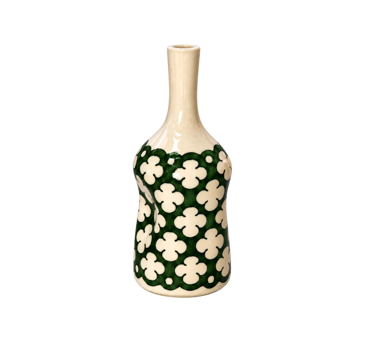 Green Artisan Ceramic Flower Vase