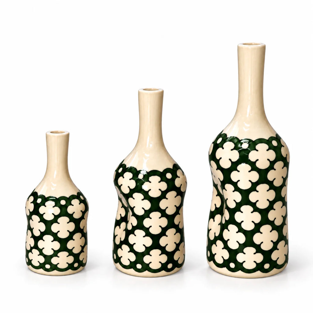 Green Artisan Ceramic Flower Vase