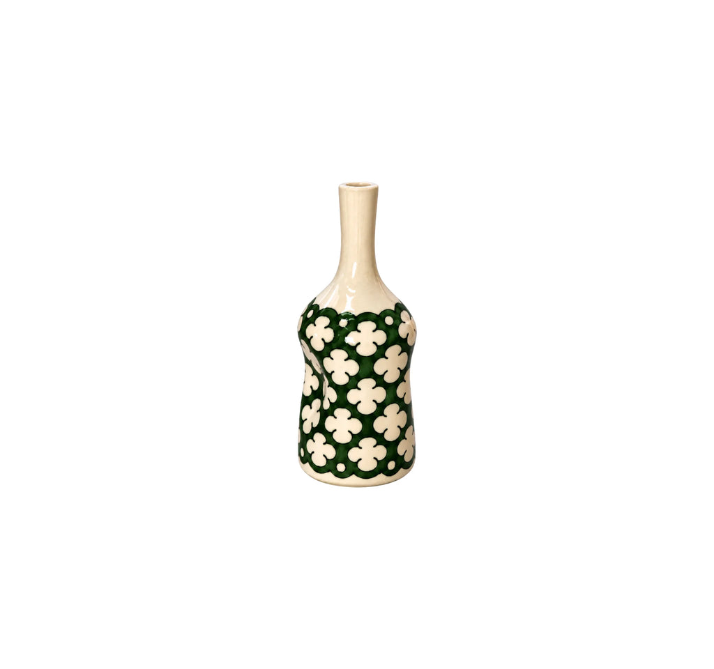 Green Artisan Ceramic Flower Vase