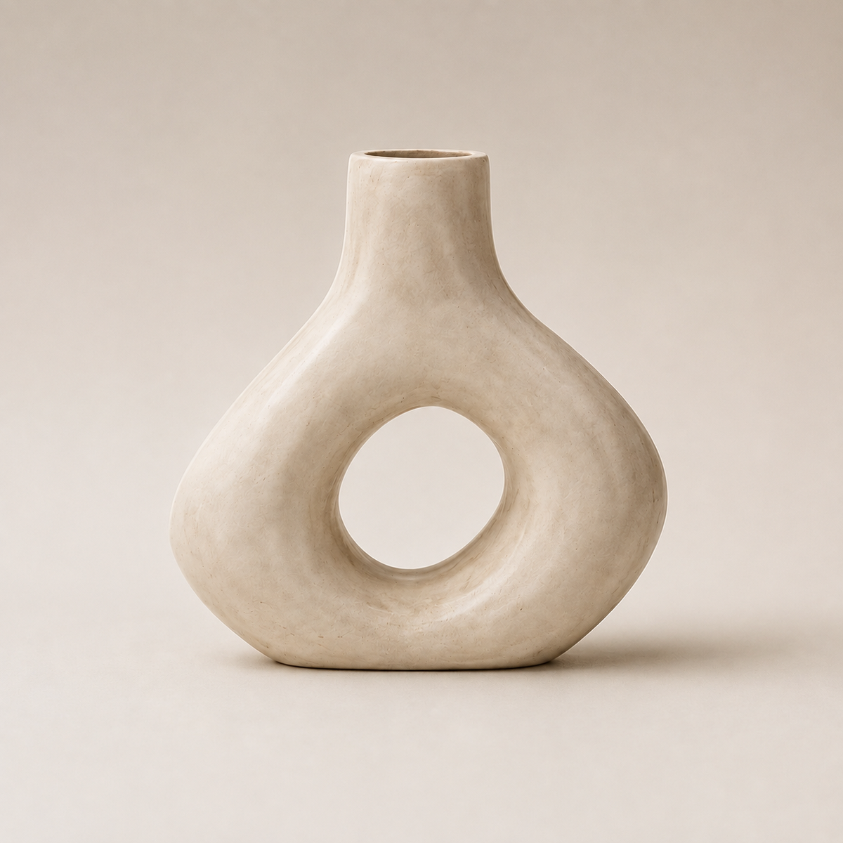 Handmade Moroccan Ceramic Vase in Natural Ivory, Sculptural Decorative Vase for Home Decor