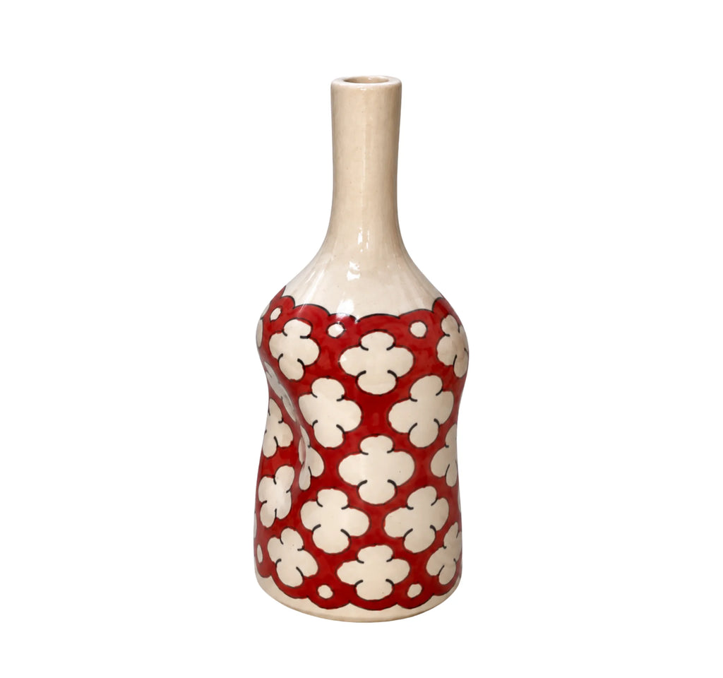 Red Floral Decorative Vase