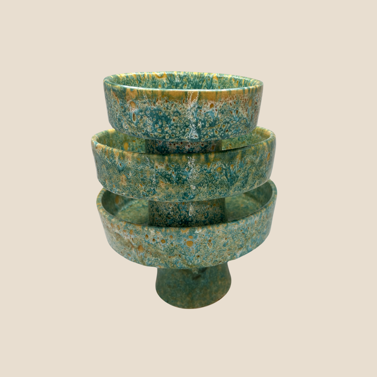 Moroccan Ceramic Pedestal Bowl Set of 3